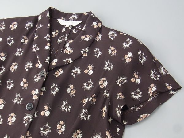 E1724*バーバリー*花柄*シフォン*シャツロングワンピース*40