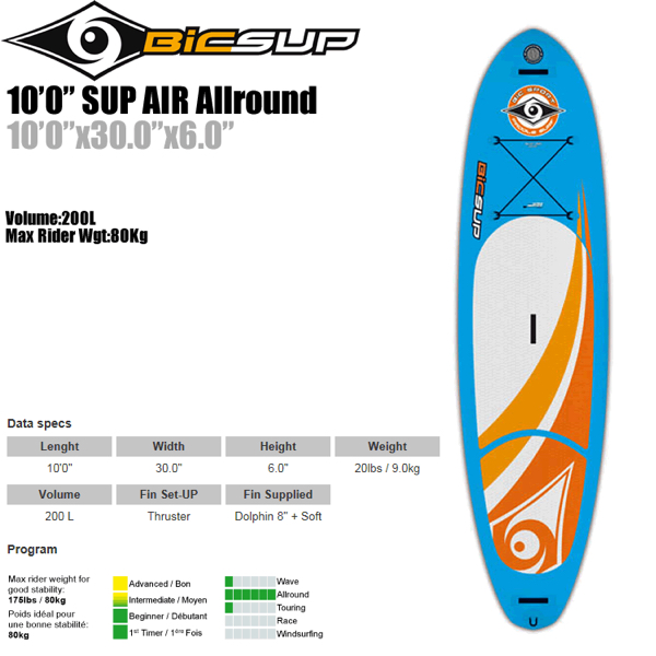 SUP BIGエアー インフレータブル10'0オールラウンド パドル付