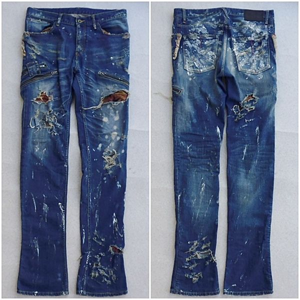 S11 LGBルグランブルー ダメージ加工 デニムパンツ 32 NO.S-WOLF