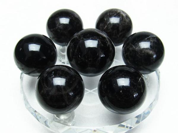スターモリオン(黒水晶)82mm丸玉 誠安◇モリオン純天然 黒水晶丸