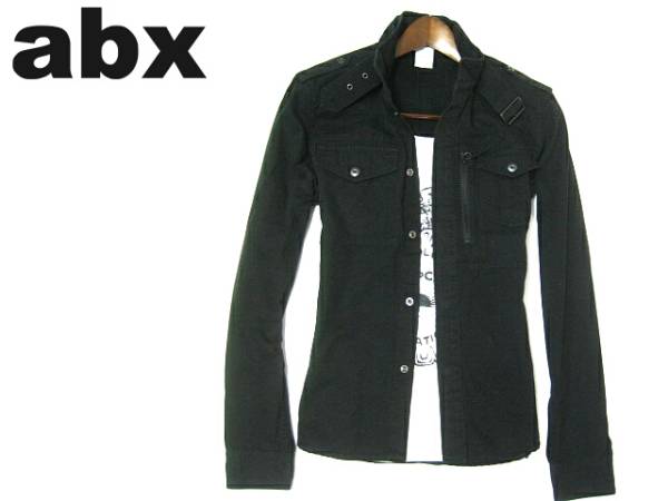 ▼エービーエックス　abx　衿ベルト ミリタリージャケット　黒 M