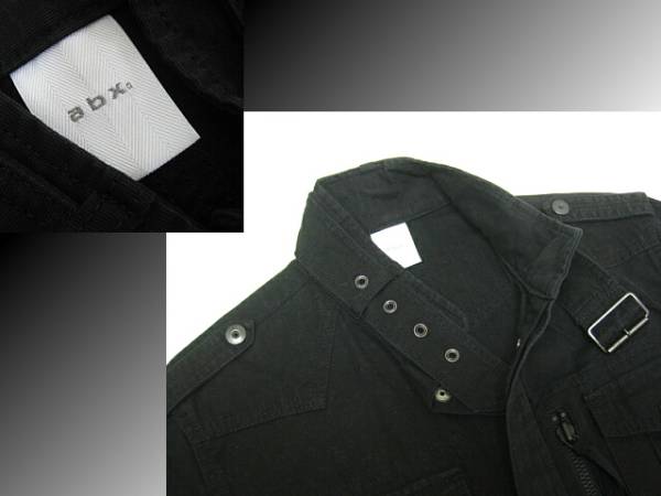 ▼エービーエックス　abx　衿ベルト ミリタリージャケット　黒 M