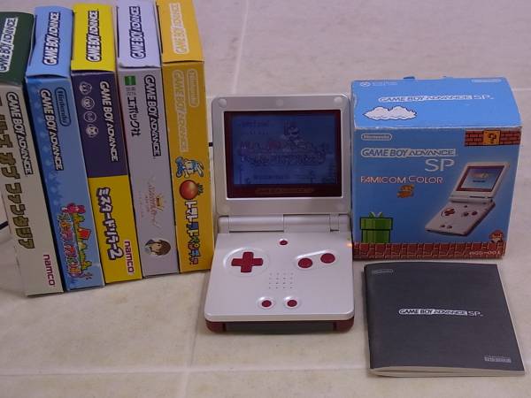 GBASP GBアドバンスSP本体 ファミコンカラー+ソフト5本/E2989/1