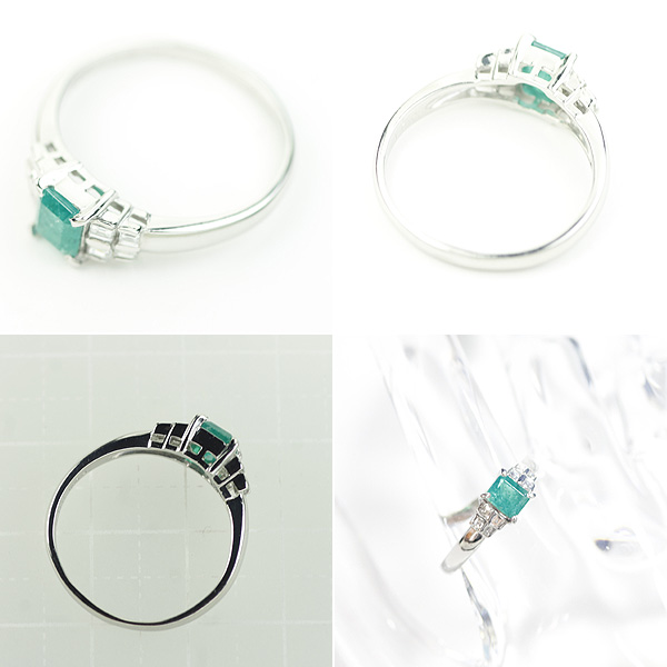 1円～Pt エメラルド ダイヤリング 0.58ct D0.24ct　SELBY