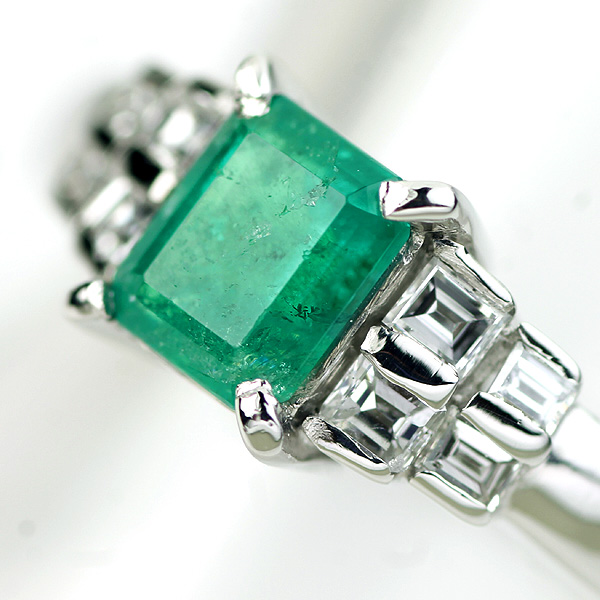 1円～Pt エメラルド ダイヤリング 0.58ct D0.24ct　SELBY