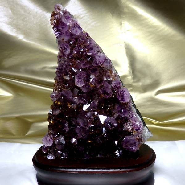 セール【カコクセナイト入・アメジストクラスター】20㎝金色！