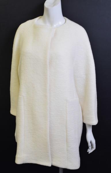 0735-16P0580★ZARA KNIT ザラニット/ウール混ノーカラーコートM