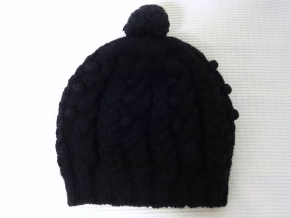 ♪COMME des GARCONS tricot 黒・毛100%ボンボンニット帽