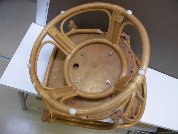 中古 籐製？ 回転椅子 ラタンチェアー 座椅子 W55×D53×H61cm_3