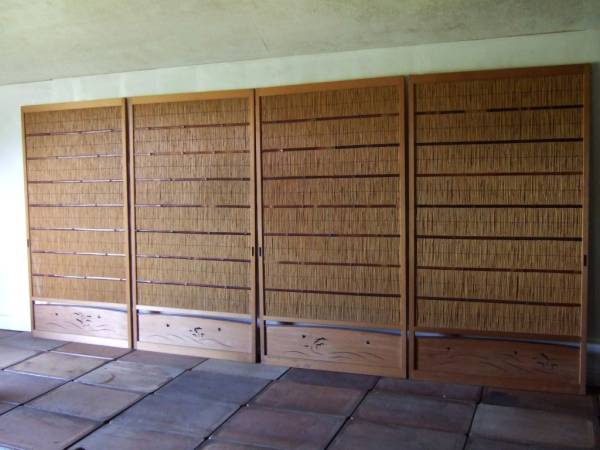 ★引き戸 葦戸 透かし 彫刻 扉 ドア 昭和 アンティーク 4枚組