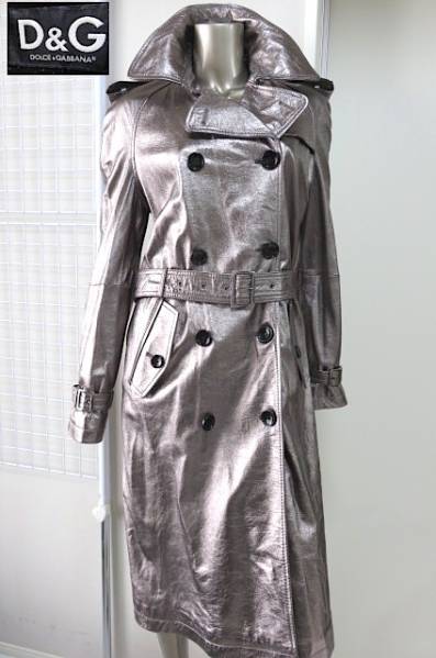 65Y31101H D&G ドルガバ レディース ラムレザー コート 訳アリ M