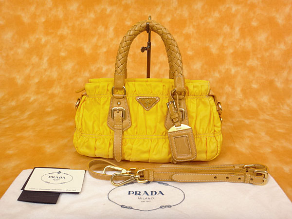 ★090847【プラダ】本物 ナイロン×レザー 2wayショルダーバッグ