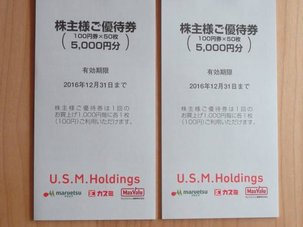 マルエツ カスミ マックスバリュWonderGOO株主優待券10000円複数