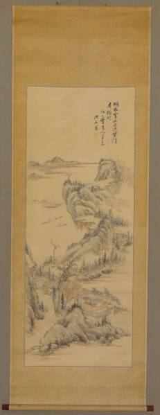 爆買い，安い 鑑定 筑前南画家・中西 耕石 筆 秋景山水図 掛軸 極