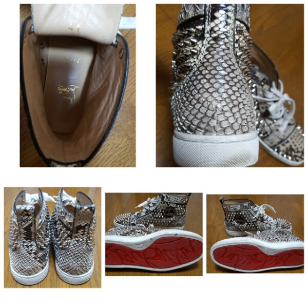 Christian スタッズ Louboutin パイソン スニーカー クリスチャン