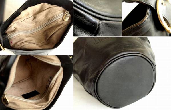 1円/HIROFU ヒロフ★Hマーク本革ミニバケツ型バッグ/布袋付