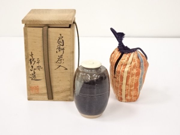 6083# 【送料無料】万代草山造 肩衝茶入 道具 ] - 道具 京焼 万代草山