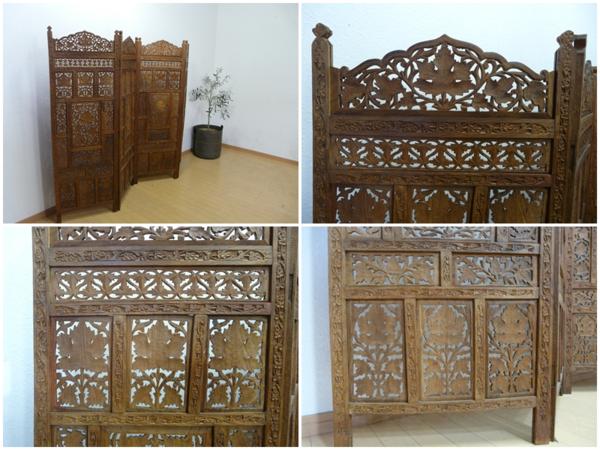 TN0728-2/売り切り！アンティーク四つ折り衝立（ついたて）