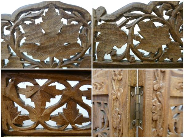 TN0728-2/売り切り！アンティーク四つ折り衝立（ついたて）