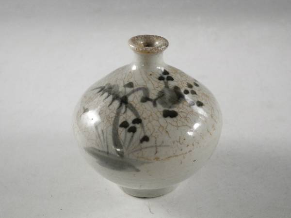 ◆伯◆古伊万里 染付 花草 油壷 無傷完品 江戸期 41n88