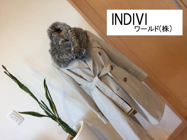 ●インディヴィ●90％オフ●日本製上質なトレンチコート36Ｓ7号