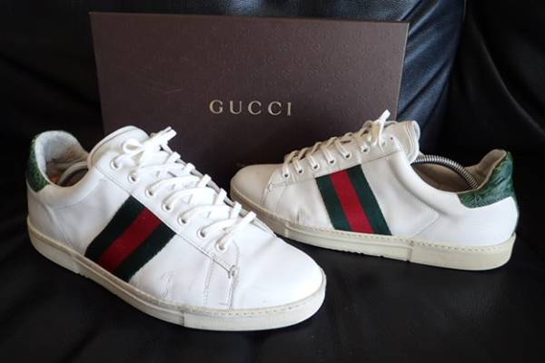 激レア!グッチGUCCIカーフレザースニーカー28cm国内正規美中古