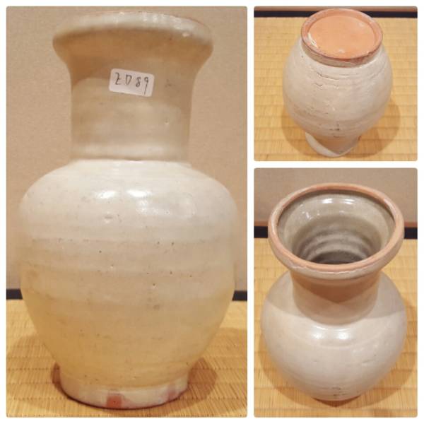 花瓶 中国古陶磁器 銀化 漢時代 漢緑釉 GEGA40東海コレクター所蔵品