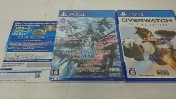 PS4新品＆中古ソフト PSO2＆オーバーウォッチ 計2点セット