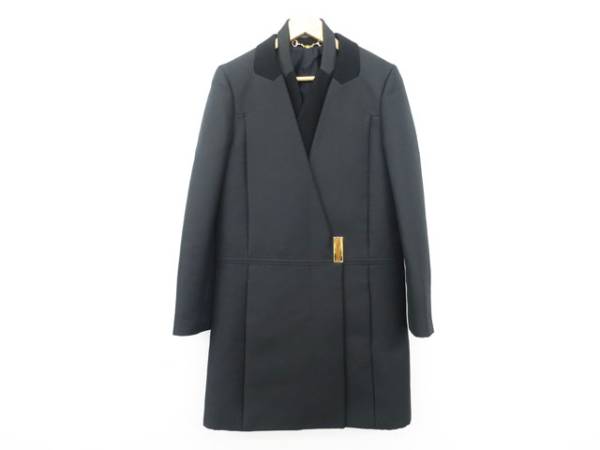 美品☆グッチ GUCCI ウール混ゴールドプレートコート 36 fu1611a