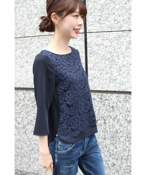 新品＊ Spick and Span Noble レースサイドクロスブラウス