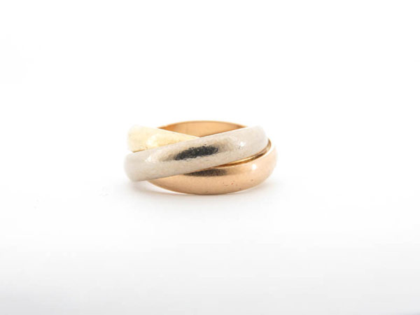 1円カルティエ トリニティ K18 スリーゴールド リング ♯48HG667