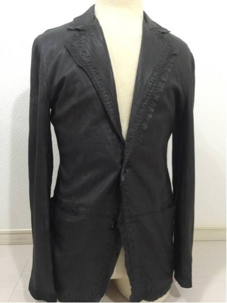 10万円シェラックSHELLACシープレザーテーラードジャケット46黒