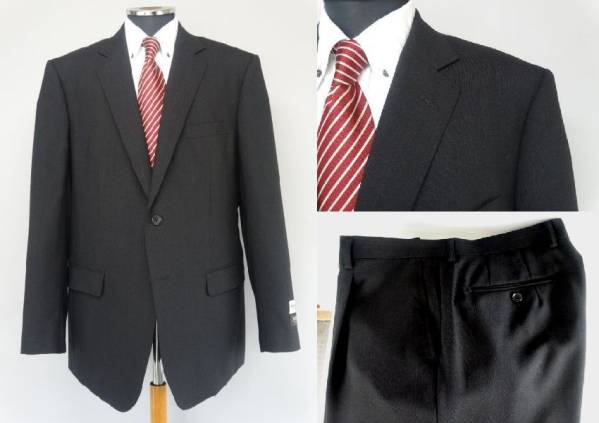 【秋冬 新作】2B1タックスーツ・毛100％・濃グレー無地・BB7