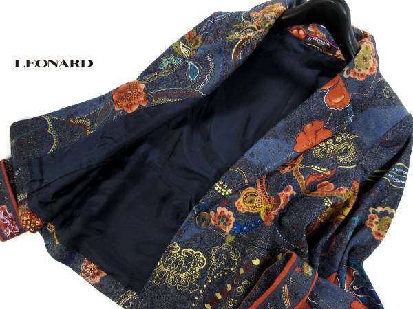 レオナール、シルク混ＬサマージャケットLEONA RＤ／サイズＬ 購入販促品 大きいサイズ LEONARD レオナール/上質 シルクジャケット