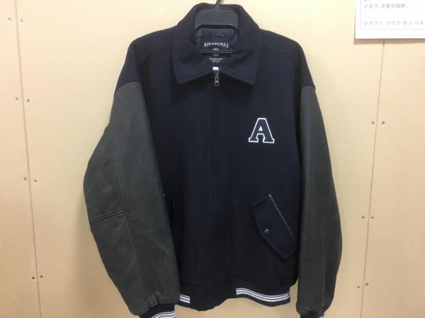 アイバワークスAIBA WORKS●袖革 スタジャン 裏キルティング LL