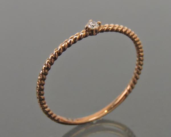 ピンクゴールド ダイヤモンド K10 指輪 リング 0.7g 9号