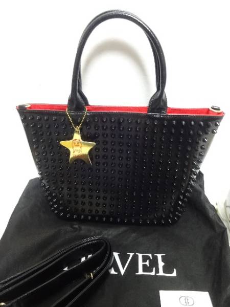 美品 DIAVEL ディアベル ショルダートートバック 黒赤 M