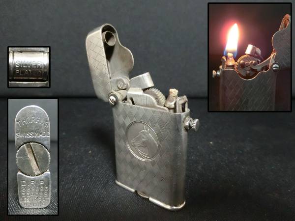 【近】明治期舶来品純銀張カラクリ式オイルライター 動作確認OK