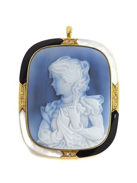 中古 セレクトジュエリー K18ペンダント/ブローチ カメオ ダイヤ