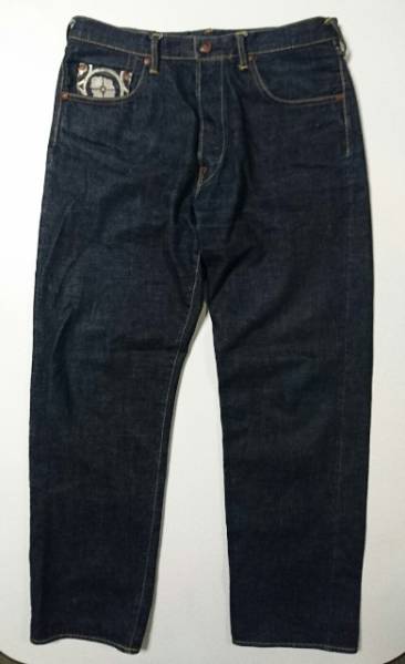 絶番限定モデル EVISU 家紋刺繍ジーンズ 36インチ　ウォッシュ済