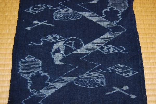 古布　山陰絵絣　倉吉絣　雷ゴロゴロ　稲妻文　力作珍品　手織り