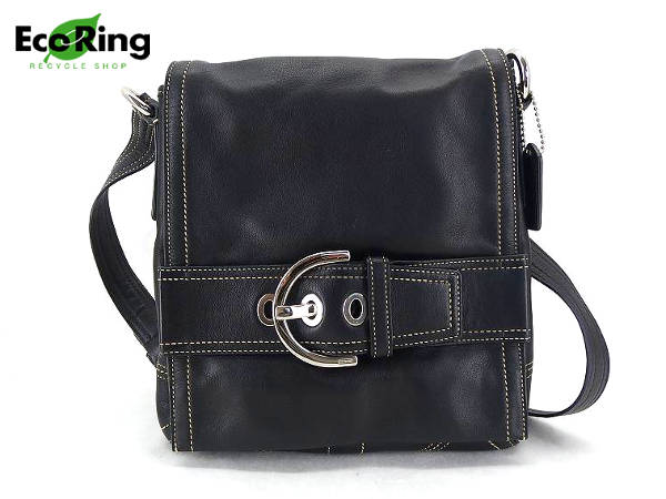 1円 美品 コーチ 8A07 ソーホー レザー バッグ ブラック BD110 COACH 