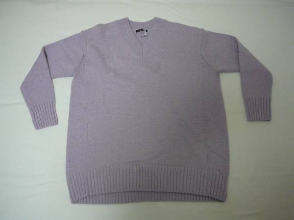 23区 厚手Ｖネックニット ライトパープル 昨季 スヌード付き 40