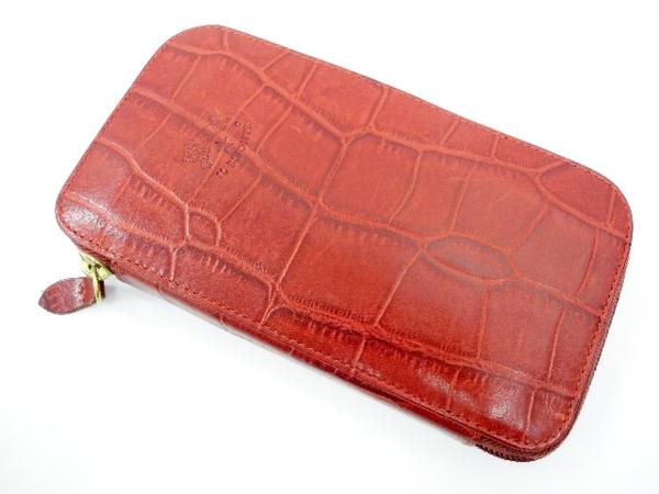 ILBISONTE クロコ型レザーラウンドファスナー長財布♪AC4807