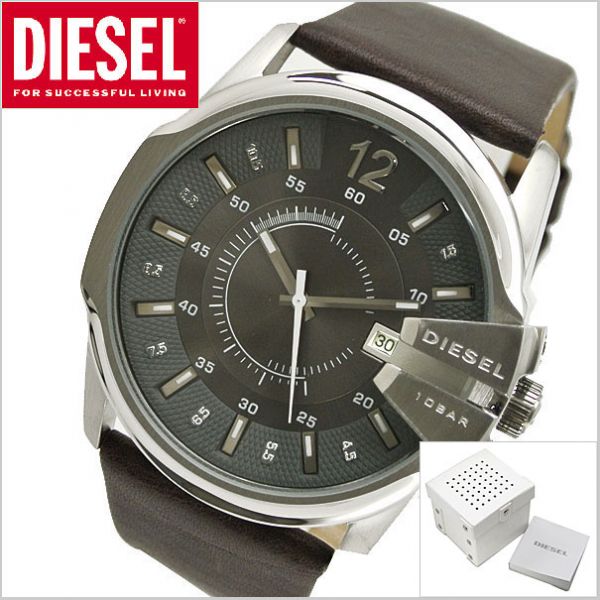 ☆美品！DIESEL DZ-1340 メンズ 腕時計 革ベルト 動作確認済み 