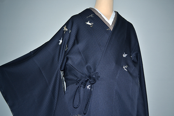 なないろ屋☆■道中着■丹後ちりめん　刺繍　鳥獣戯画　藍鉄448
