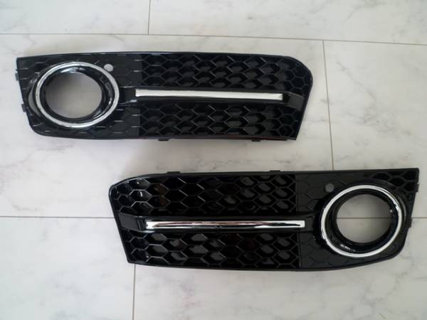 AUDI アウディ A4 B8用フォグランプグリル 黒光沢＋メッキ