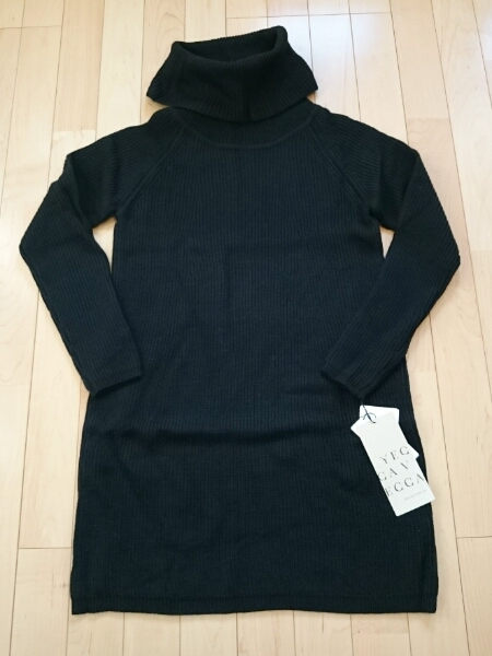 YECCA VECCA オフタートルリブニットワンピース ブラック 新品