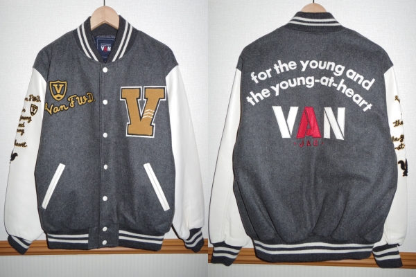 VAN JAC ヴァン■アーチロゴ 袖革 スタジャン■レザー フルデコ