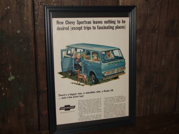 当時物 シェビー バン ヴィンテージ VAN オールド 旧車 額装_1